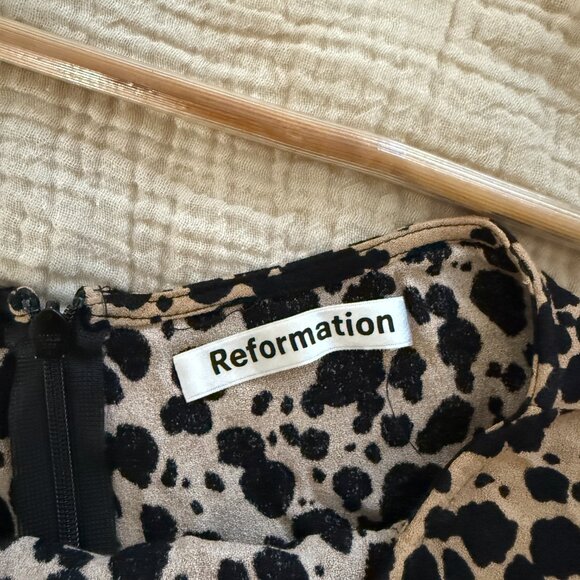 Reformation Margot Skirt Bengal Leopard Brown Mini Slit Size 0 - Picture 5 of 6